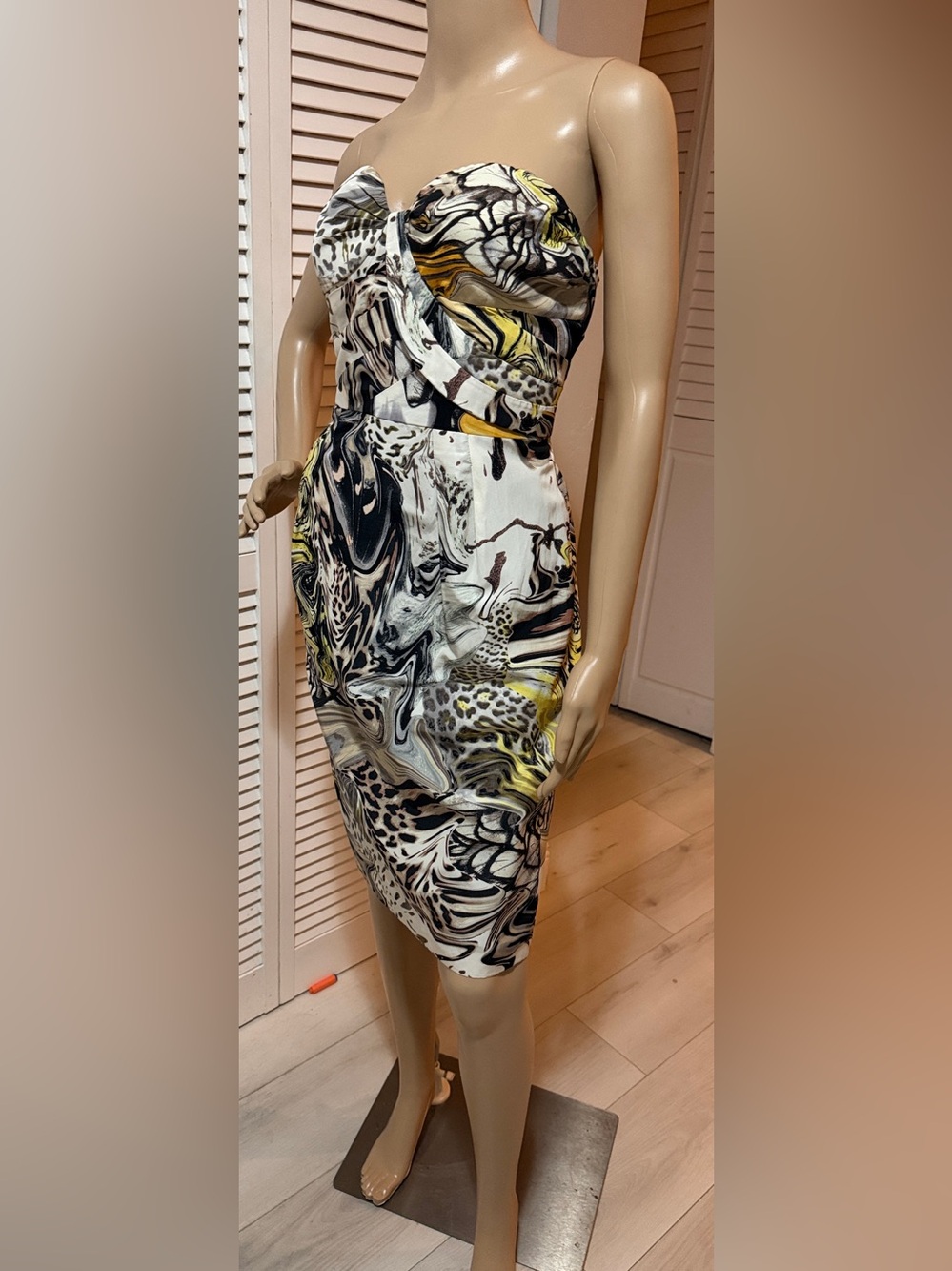 Leifsdottir Strapless Abstract Print Dress Size 8